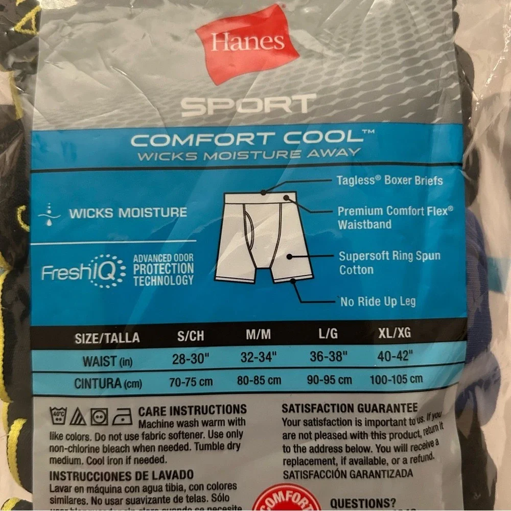 Hanes 4 pack Sport Comfort Control Boxer Briefs Size Small